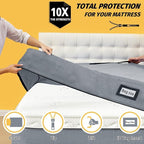 Mattress Bags for Moving and Storage, BETU Queen Mattress Protector Waterproof Mattress Cover with 8 Heavy Duty Handles and Zipper Extra Thick Moving Supplies for Bed (2 Pack:82x62x13.5 Grey)