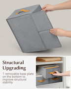 Homsorout Clothes Organizers and Storage - 4/5/7 Grids Fabric Jeans Organizer with Handles, Foldable Closet Organizers Dividers, Wardrobe organizer for Pant, Sweater, T-shirt, Scarf, 6 Pack, Pale Grey