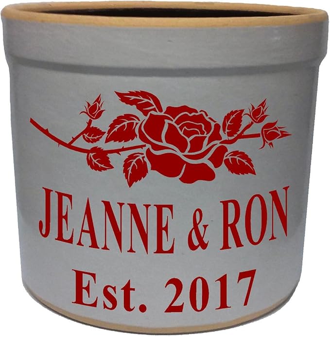 1 Gallon Personalized Stoneware Crock - Rose