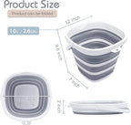 Collapsible Bucket, 2.6 Gallon (10L) - Square Foldable Mop Bucket for House Cleaning, Car Washing, Camping - Portable Water Pail for Outdoor, RV, Travel (Grey)