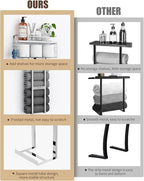 Aetyord Towel Racks for Bathroom - Wall Mounted Metal Rack with Wood Plank, Bathroom Storage Organizer, Towel Holder Stores 6 Large Rolled Towels Easily, Silver with White Plank