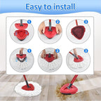 Mop Heads Replacements for Ocedar, Mop Replace Head for O Cedar EasyWring 1-Tank Spin Mop, 6 Mop Heads Include 3 Microfiber Mop Refills, 2 Upgrade Scrubber Mop Head, 1 Mop Base for O-Cedar Mop