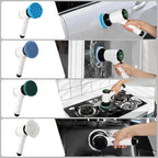 Electric Spin Scrubber, Cordless Power Cleaning Brush with 8 Replaceable Heads, 2 Adjustable Speeds, LED Display & Long Handle, Ideal for Bathroom Tub Tile Floor Car Cleaning