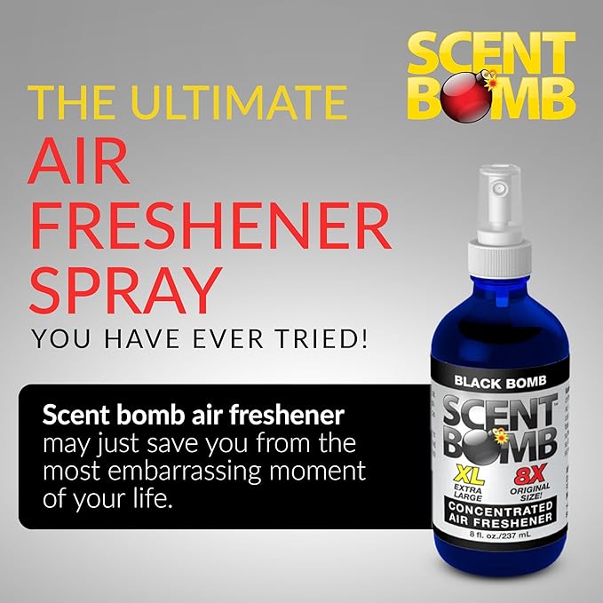 Scent Bomb Air Freshener Spray, Long-Lasting Odor Eliminator for Home & Car, Effective Deodorizer for Kitchen, Bathroom, Fresh Room Spray & Smell Neutralizer, Black Bomb Scent