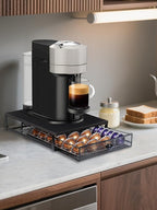 Sedegn Coffee Pod Holder Drawer Organizer Capsules Storage Organizer with Sliding Drawer Compatible For Pods, Holds up to 56 Small or 28 Big Pods Black