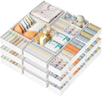 DIMJ Drawer Organizer Clothes 24 Pack - Foldable Baby Organizers and Storage & Dresser Organizer for Bedroom, Closet - Nursery Organization Dresser Dividers for underwear, Sock,Bra, Belt, Tie, White