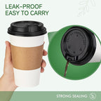 16 oz 500 Pack Disposable Coffee Cups with Lids & Sleeves, White Paper To Go Cups for Hot Beverages, Leak Proof, Coffee Shop Quality
