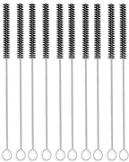 Long Straw Brush Cleaner (10 Pack), Flexible Nylon Tube Cleaning Brushes with 0.4" Bristles, Rust-Proof Stainless Steel Wire Washer for Reusable Tumblers, Sports Bottles & Pipes (10 Inch)
