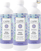 CAPRI ESSENTIALS Dish Soap Liquid, Natural Household Cleaning, Plant Based Aromatic Dish Detergent, Blend of Essential Oils with Juniper & Chamomile, White Lavender, 16 FL OZ (3 Pack)