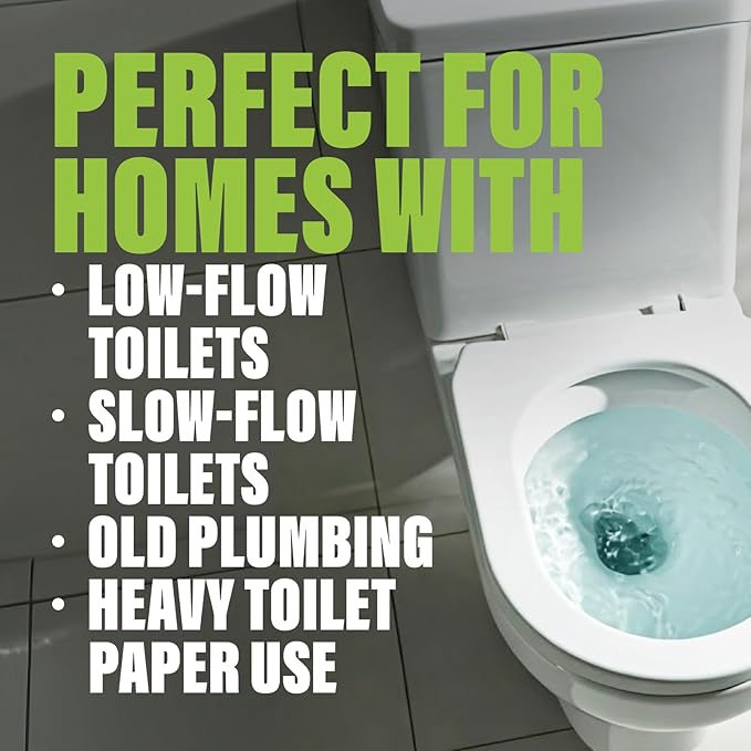 Green Gobbler Toilet Clog Defense - Coats Pipes to PREVENT Toilet Clogs and Improves Flush Performance - Safe for Septic - Great for Old Plumbing, Low & Slow Flow Toilets, 5 Treatments, 64 oz