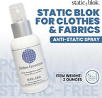 Static Blok Anti-Static Spray for Clothes - Instantly Eliminate Static Cling, Flyaways, and Shocks from Clothes, Fabrics, Linens, Blankets & Rugs- All-Natural Formula - Lasts All Day- 2oz Travel Size