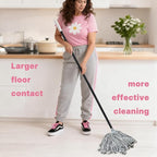 Indoor Mop for Floor Cleaning - Cotton Mops for Floor Cleaning, Regular Mop for Floors, 52-inch Simple Mops for Cleaning Living Rooms, Bathrooms, and Kitchens. (White&Grey)