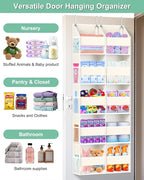 UVIAHOMI Heavy Duty Over The Door Organizer 5 Tiers, Extra Large Behind Door Storage of 10 Big Front & 10 Mesh Pockets, 80lb Weight Capacity, Hanging Doors Storage for Closet Bedroom Nursery, Beige