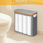 efluky Toilet Paper Storage and Holder 2 in 1, Toilet Paper Storage with Lid for Bathroom 28L, Free Standing Holder Organizer Holds Up to 9-12 Rolls, Grey