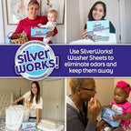 SilverWorks! Deodorizer Laundry Odor Eliminator For Clothes - Natural Silver Ion Infused Washer Sheets - Laundry Deodorizer Odor Eliminator - Lasting Laundry Odor Remover Dryer Deodorizer –24 Loads
