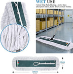 Commercial Mop,Masthome 42" Heavy Duty Dust Mop with Stainless Steel Handle,Large Industrial Mops for Floor Cleaning with 1 Cotton & 1 Microfiber Pad,Wet & Dry Large Mops for Home,Garage,School,Mall