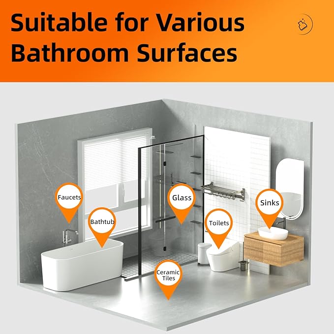 Botare Bathroom Shower Cleaner, Daily Household Powerful Cleaner, 17.61oz* 1 Pack Bathroom Bubbles Spray for Tile, Bathtub, Glass & Wall, Lemon Scent