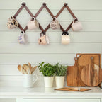 SCUNDA Wall Rack with 10 Hooks, Wooden Wall Expandable Coat Rack for Coat, Hats, Baseball Caps, Coffee Mug, Jewelry(Brown)
