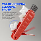 6 Pack Holikme 4 in 1 Cup Lid Cleaning Brush Set with 3 Straws, Multifunctional Bottle Brush, Silicone Cup Lid Gap Cleaner, Durable Bristle Crevice Cleaning Brush, Red