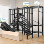 Heavy Duty Portable Closet with Cover 1200Ibs Foldable Covered Clothes Rack for Hanging Clothes Armoire Wardrobe Closet System Freestanding Coat Storage Garment Racks (150cm/59in（black）)