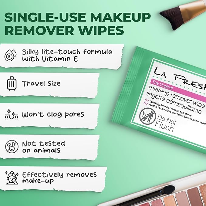 LA Fresh Makeup Remover Wipes with Vitamin E for Waterproof Makeup - Face Cleansing Wipes, Case of 1200ct Facial Wipes - Skin Care Travel Essentials