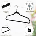 Quality Hangers 160 Pack Plastic Hangers for Clothes - Slim Non-Velvet Hangers with 360° Swivel Chrome Hook & Non Slip Notches - Ideal for Dresses Coats Shirts Jackets & More - Black