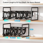 iSPECLE Expandable Can Storage Organizer Pantry, Large Capacity 40 Cans Pantry Organizers and Storage, Auto Rolling Dispenser & Stackable for Deep Pantry Shelves, Black