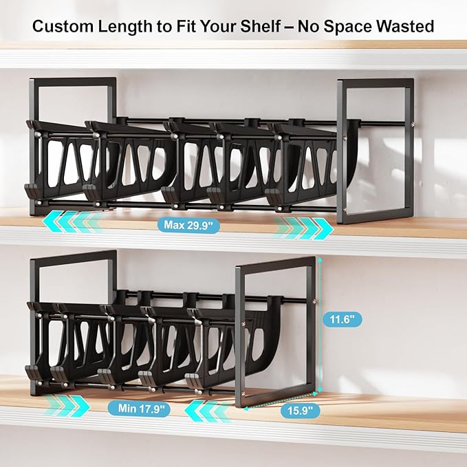 iSPECLE Expandable Can Storage Organizer Pantry, Large Capacity 40 Cans Pantry Organizers and Storage, Auto Rolling Dispenser & Stackable for Deep Pantry Shelves, Black