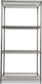 Alera Wire Shelving Starter Kit, Four-Shelf, 36w x 24d x 72h, Black Anthracite