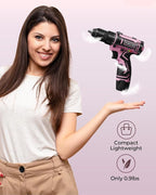 Pink Cordless Drill Set, Electric Power Drill for Women, Lightweight Electric Screwdriver Driver with Battery & Charger, 3/8" Keyless Chuck, Womens Tool Kit for Home DIY Projects