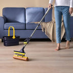 Yocada Sponge Mop Home Commercial Use Tile Floor Bathroom Garage Cleaning Total 3 Sponge Heads Squeegee and Extendable Telescopic Long Handle 42.5 to 52 Inches Easily Dry Wringing Only 3 Heads