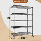REIBII 5-Tier Wire Shelving Storage Shelves Metal Shelves,1020 LBS Adjustable Heavy Duty Metal Shelving Units and Storage for Garage Pantry Kitchen Bathroom 29" W X 14" D X 63" H