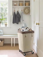 StorageWorks 160L Laundry Basket with Wheels, Large Rolling Hampers for Clothing Organizer, Dirty Clothes Basket for Hotel, Home, Closet, Dorm, Light Khaki