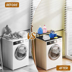 Washer and Dryer Countertop with Retractable Shelf and Silicone Mat, Universal Front Load Washer and Dryer Countertop Set, Washer Dryer Shelf with Mat for Laundry Room (Metal Shelf + Silicone Mat)