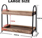 BDBDYEAY Bathroom Countertop Organizer, 2 Tier Vanity Organizer and Storage for Cosmetic Skincare Perfume, Wood Bead Storage Shelf for Bathroom Kitchen Coffee Station