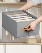 DIMJ Large Wardrobe Clothes Organizers - Foldable Closet Clothing Organizer for Jean Sweater Shirt Pants Underwear Bra, Divided Clothes Drawer, Grey Closet Shelf Organizer Boxes