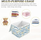 senya Large Storage Bins with Linen Collapsible Foldable Storage Cubes Fabric Closet Organizer Containers box with Flip-Top Lid for Home Bedroom Office 16.7 x 12.6 x 11.8in (Fish Shells Light Blue)