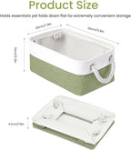Storage Baskets for Shelves 11.8x7.9x5.2 Inch-Foldable Fabric Organizing Storage Bins with Handles, Closet & Bathroom Organizer, Home Storage for Kitchen, Office (3-Pack, White&Green)