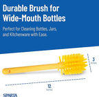 SPARTA 12 Inch Bottle Brush with Polyester Bristles and Plastic Handle, Color Coded, Large Round Head Cleaner for Bottles Jars and Food Service Equipment, Yellow