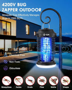 Outdoor Insect Killer, Mosquito Killer, Electric Fly Killer, Insect Killer, Mosquito Killer, Fly Trap, Indoor and Outdoor Flying Insect Killer 4200V, ABS Plastic Shell (Black)