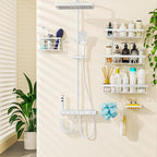 Moforoco Adhesive Shower Caddy Organizer Shelves Rack - 5 Pack Corner Bathroom Storage Organization, Home & Kitchen Decor Inside RV Accessories, Hanging First Apartment Household Camper Essentials