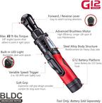 ACDelco G12 12V Cordless Combo Kit – Mini Polisher, 3/8" Impact Wrench (90 ft-lbs), Ratchet Wrench (55 ft-lbs) with 2 Li-Ion Batteries & Fast Charger, Auto Repair & DIY Tools
