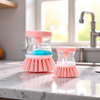 2Pcs Pink Dish Brush with Soap Dispenser,Soap Dispensing Brush, Kitchen Brush,Dish Pot Pan Sink Cleaning, Dish Brush Washing Utensils,Washing Up Liquid Soap Dispenser,Soap Dispensing Dish Brush