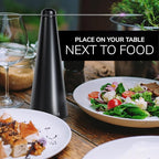 Fly Fans for Tables by Modern Lyfe - AA Battery & USB Powered - Fly Swatter Outdoor Camping Accessory Or for Food at Parties, Restaurants & Picnics, Bug Fan, Spinner Keeps Flies Away (2 Pack - Black)