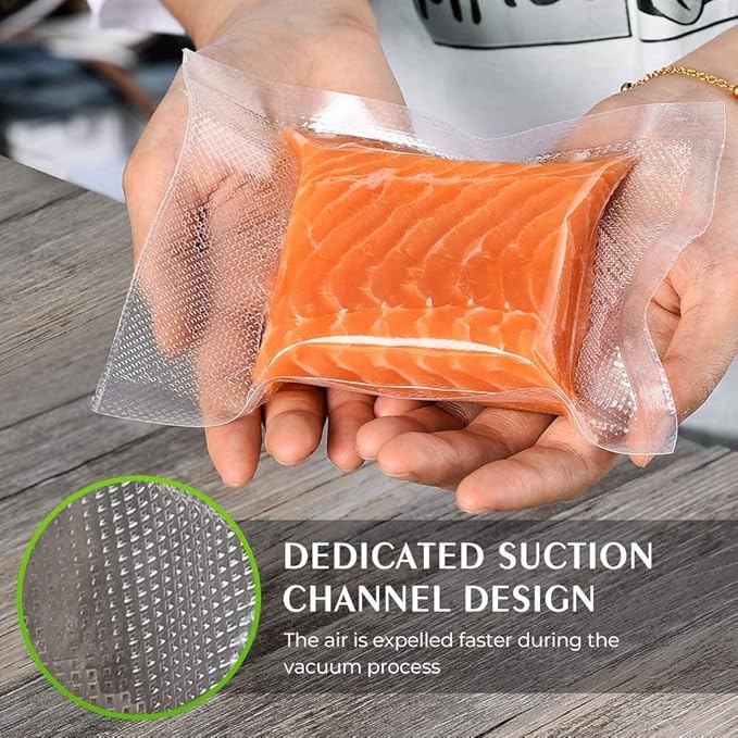 Vacuum Sealer Bags For Food - 100 Quart 6" x 10" - Commercial Grade BPA Free Bag - Durable Customized Size Food Vac Bags for Storage and Sous Vide Cooking - Puncture Prevention