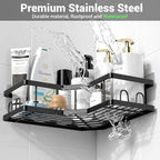 AKTECKE Corner Shower Caddy Bathroom Organizer: Stainless Steel Adhesive Shower Rack - 3Pack No Drilling Shower Shelf - Rustproof Bathtub Organizer