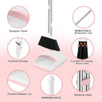 Broom with Dustpan Combo Set for Home 54-in Long Adjustable Handle Angle Broom and Dustpan Set with Dustpan Comb Teeth for Sweeping Pet Hair Food Dirt Kitchen
