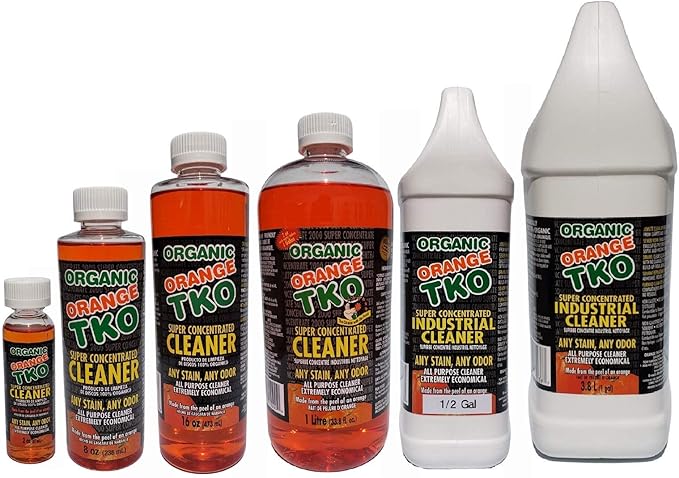 Organic Orange TKO - Stain remover, Floor cleaner, Degreaser, Glass cleaner, Multi Purpose Citrus Cleaner, Deodorizer, Stain Remover, Pet Safe, Non Toxic (16oz)