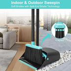 Upgrade Broom and Dustpan Combo Set, Extendable 52" Long Handle Broom for Easy Sweeping, Self-Cleaning Dust pan Teeth for Pet Hair, Perfect for Home, Kitchen, and Office