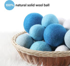 24 Pack Blue Wool Laundry Balls, 3.15'', 2.4'' Reusable Laundry Wool Dryer Balls Natural No Lint Fabric Softener for Clothing Wrinkles
